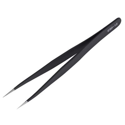ESD Anti Static Stainless Steel Tweezers Set, 12 Pieces with Protective Sleeve, for Electronics Repair, Jewelry Making, Crafts