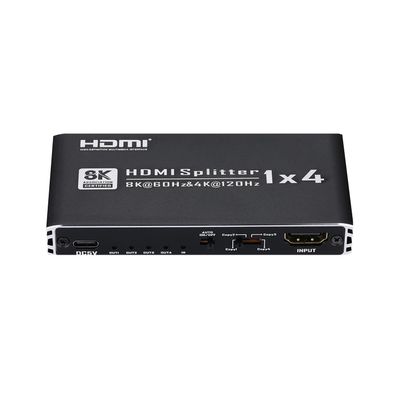 8K@60Hz HDMI Splitter 1 in 4 Out, HDMI 2.1 Splitter 1x4 Support 4K@120Hz, 1080P@240Hz VRR HDCP2.3 HDR HDR10 48Gbps EDID Dolby Atmos 7.1ch, Only Duplicate/Mirror Screens Not Extend (Black)