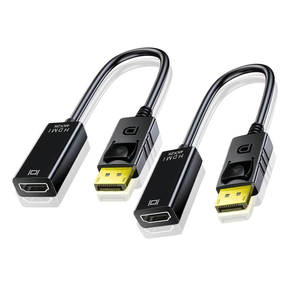 WITRN 2 Pack DisplayPort to HDMI Adapter 1080p 4K Unidirectional DisplayPort DP Computor to HDMI Monitor Connection Adapter Compatible with Laptop PC Monitor TV Projector (2, 2K4K@Black)