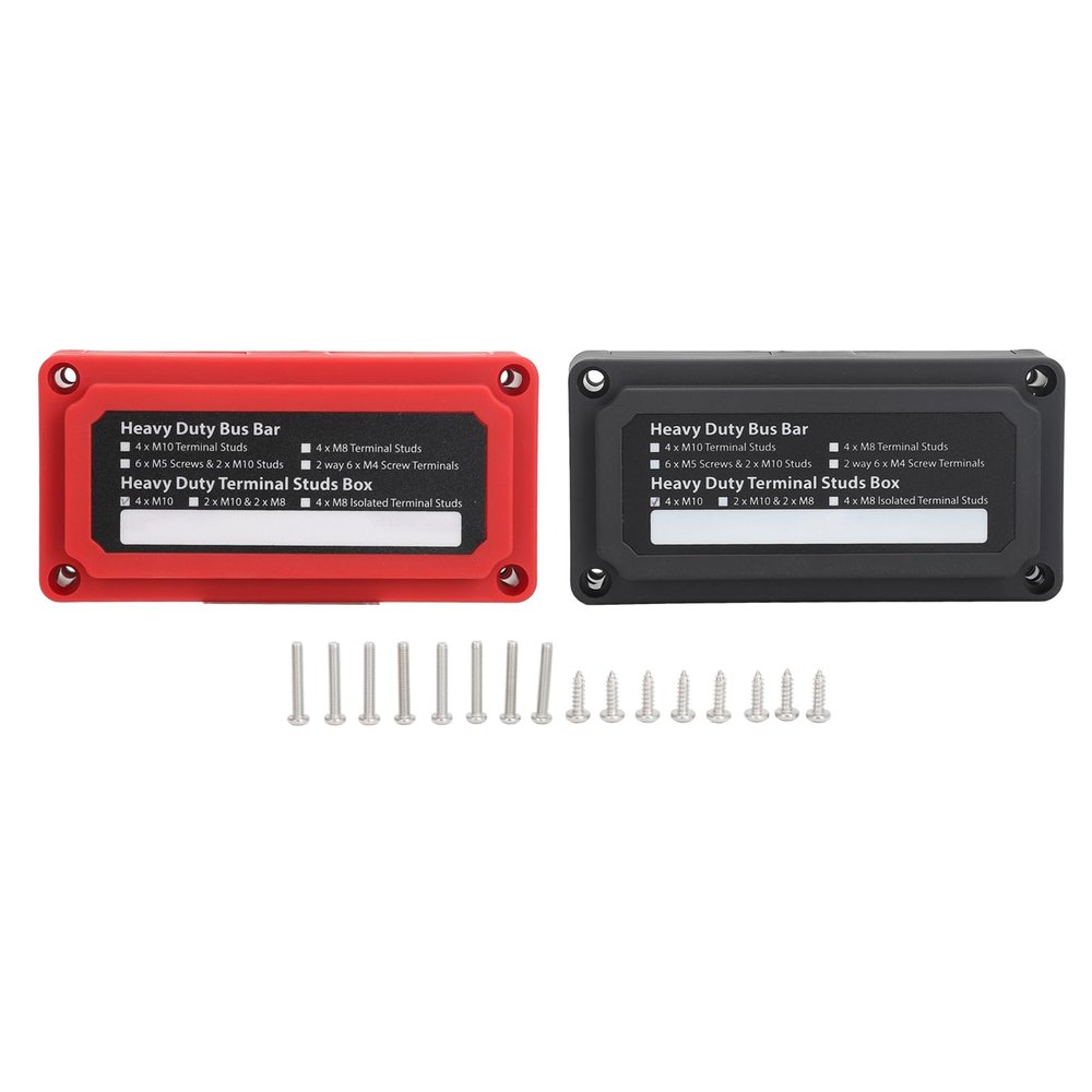 200A Bus Bar Box, Power Distribution Block with 4 X M10 3/8in Studs, DC12 to 48V, for Cars RV Trucks Yachets, ABSZinc Alloy Material, Ensure Circuit Safety and Stability