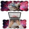 Large Wavy Shape Mouse Pad  Non-Slip Extended Gaming & Office Desk Mat, 31.5 x 11.8 in, Durable Waterproof Keyboard & Mouse Mat for Laptop, Desktop & Multi-Monitor Setup,Cute Cat with Blue Eyes view 1