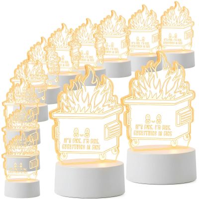 Cinnvoice 12 Pcs Dumpster Fire Desk Light First Responders Month Appreciation Gifts for Employee Bulk Acrylic Dumpster LED Night Light Desk Accessories for Nurse Teacher Team Coworker Decor