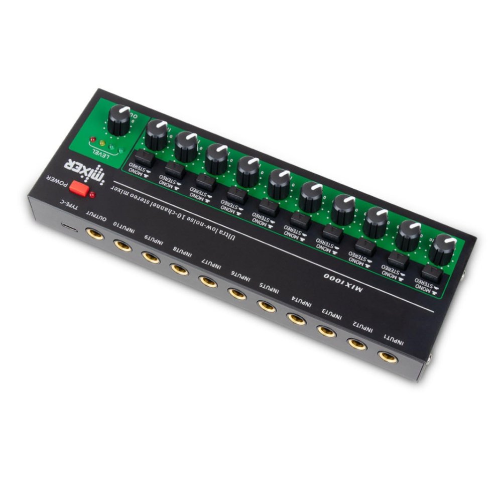 10 Channel Audio Mixer Stereo Mono 6.35mm Input Output TRS/TS Jacks Type-C