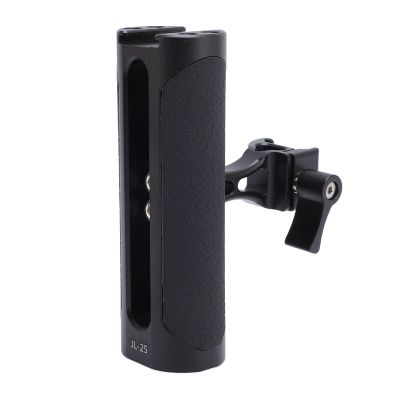EBTOOLS Camera Cage Side Handle, Camera Side Handle with 1/4 3/8inch Thread, Cold Shoe Mount, Height Adjustment, Aluminum Side Handgrip