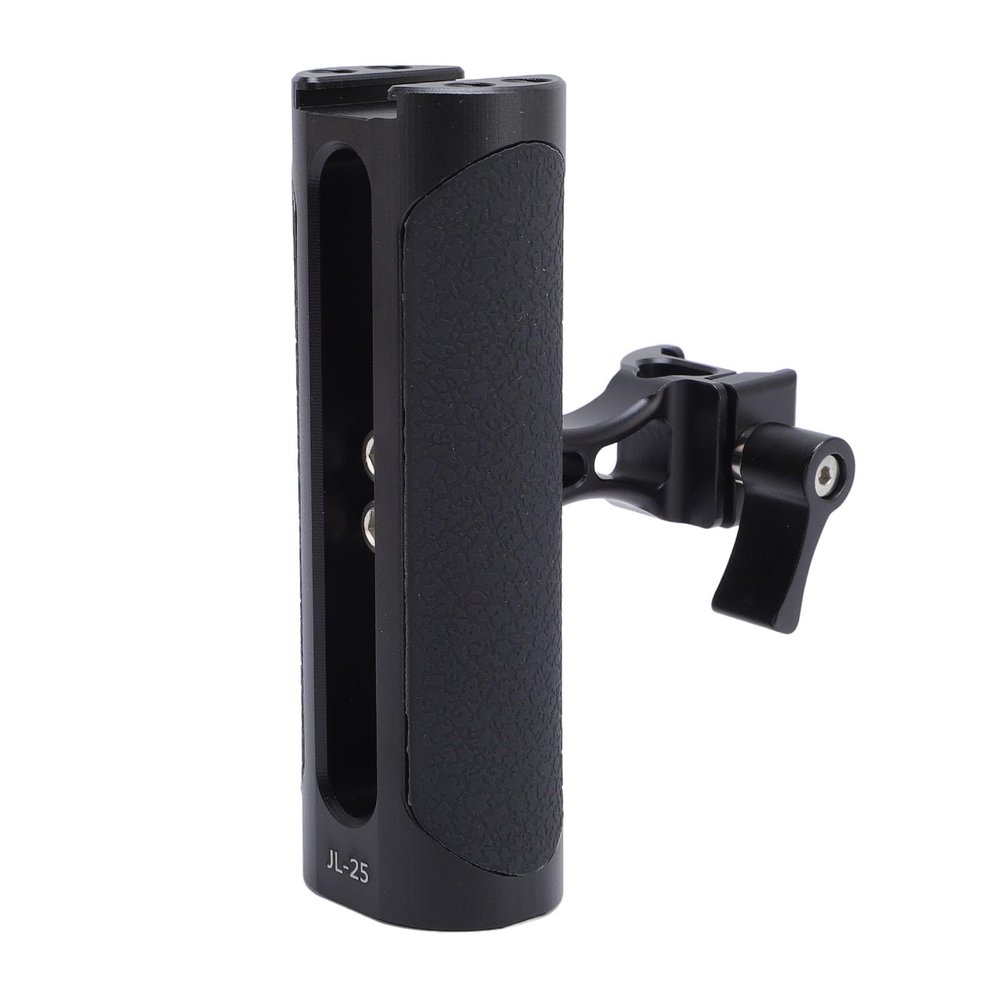 EBTOOLS Camera Cage Side Handle, Camera Side Handle with 1/4 3/8inch Thread, Cold Shoe Mount, Height Adjustment, Aluminum Side Handgrip