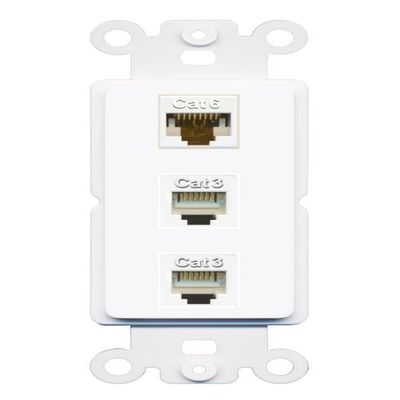 RiteAV 1 Port CAT6 2 Phone Coupler Jack Insert Rocker Module Female-Female for Decorative Wall Cover Face Plate [White]