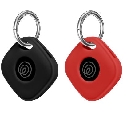 Silicone Case for Tile Mate 2024 with Keychain, 2 Pack Anti-Scratch Protective Cover for Tile Tracker (Black/Red)