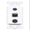 RiteAV 1 Port CAT6-SHIELDED F81 TOSLINK Coupler Jack Insert Rocker Module Female-Female for Decorative Wall Cover Face Plate [White] view 1