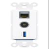 RiteAV 1 Port CAT7 TOSLINK USB-3 Coupler Jack Insert Rocker Module Female-Female for Decorative Wall Cover Face Plate [White] view 1
