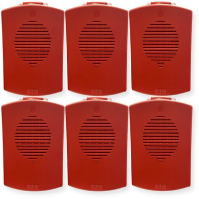 EL3RHN-NR Pack of 6 Outdoor 3R Emergency Horns; Red Textured UV Stabilized, Colored Impregnated Engineered Plastic; Sleek, No Visible Mounting Screws; Both Wall and Ceiling Mount