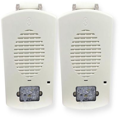 EL3RSPST-FW Pack of 2 Outdoor 3R Speaker Strobes, White; Clear Lens; FIRE Lettering; Sleek, Modern Aesthetics with No Visible Mounting Screws; 1/8 Watt Up to 8 Watts (70V); Both Wall and Ceiling Mount