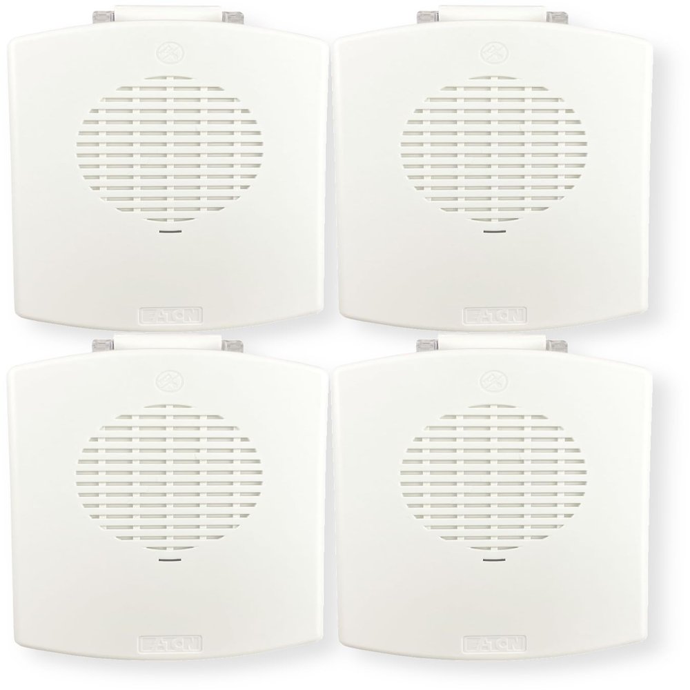 EL3RSPK-NW Pack of 4 Outdoor 3R Speakers with 3R Plate, White; Sleek, Modern Aesthetics with No Visible Mounting Screws; 1/8 Watt Up to 8 Watts (70V); Both Wall and Ceiling Mount
