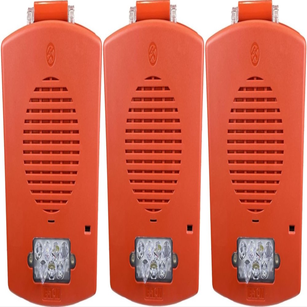 EL3RMTST-FR Pack of 3 Outdoor 3R Multi-Tone Horn Strobes, Red; Clear Lens; FIRE Lettering; 8 Commonly Used Alarm Tones in One Device; Both Wall and Ceiling Mount
