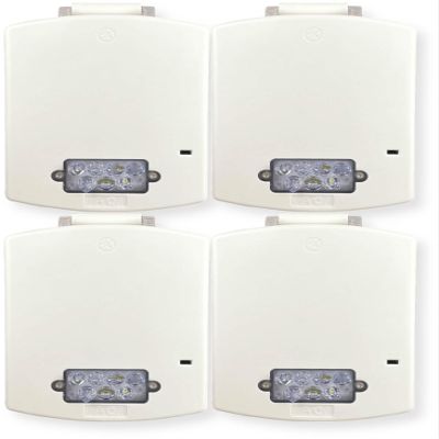 EL3RST-FW Pack of 4 Outdoor 3R Strobes, White; Clear Lens; FIRE Lettering; Sleek, Modern Aesthetics with No Visible Mounting Screws; Both Wall and Ceiling Mount