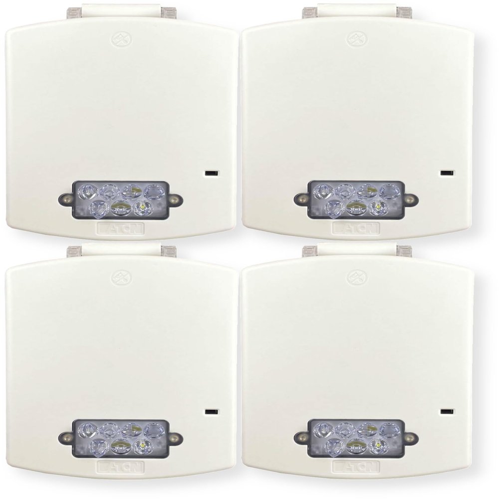 EL3RST-FW Pack of 4 Outdoor 3R Strobes, White; Clear Lens; FIRE Lettering; Sleek, Modern Aesthetics with No Visible Mounting Screws; Both Wall and Ceiling Mount