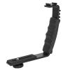 Camera Flash L Bracket, Stable Dual Hot Shoe Mount for DV LED Light, Ideal for Photography Lovers view 1