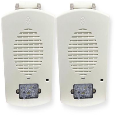 EL4XSPST-FW Pack of 2 Outdoor 4X Speaker Strobes, White; Clear Lens; FIRE Lettering; Sleek, Modern Aesthetics with No Visible Mounting Screws; 76-94 dBA Sound Level; Depending On Setting