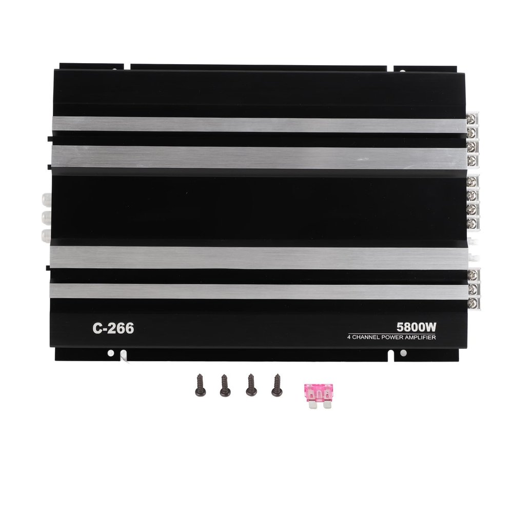 0W Car Amplifier, 4 Channel High Efficiency Metal Universal Audio System, Easy Installation for Enhanced Car Stereo Sound