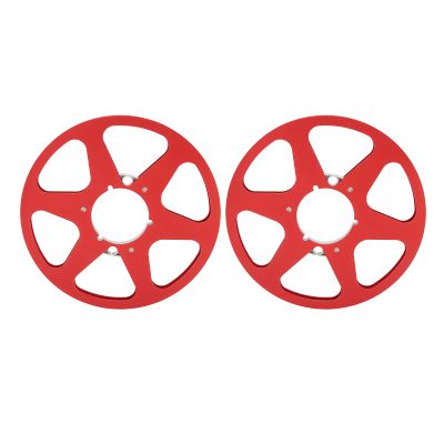 1/4 10 Inch Empty Reel, 6 Hole Aluminum Alloy Takeup Reel for Nab Reel to Reel Tape Recorder, Replacement Accessory for Tape Deck Reels, Universal Applicability, Red, Pair
