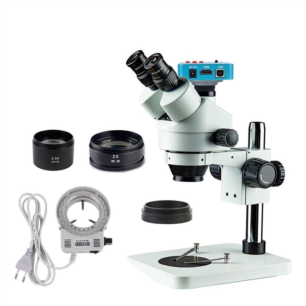 JOEBO Microscope Kit Microscope Camera Full Set Simul Focal 3.5X-90X Trinocular Stereo Microscope 38MP I_MX307 HDMI VGA Camera for PCB Soldering Microscope Lens Adapters(3.5X-90X-B1)