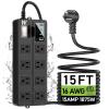 15FT Outdoor Waterproof Power Strip Surge Protector with 8AC Outlets 4USB Ports Power Switch Safety Lock, ETL Certified for Patio Garden Charging view 1