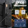 15FT Outdoor Waterproof Power Strip Surge Protector with 8AC Outlets 4USB Ports Power Switch Safety Lock, ETL Certified for Patio Garden Charging view 2
