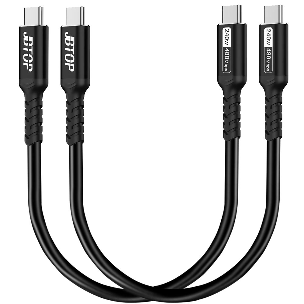 JBTOP USB C to C Cable(1FT, 2packs) 240W Fast Charging USB C Cable Compatible with iPhone 16/15 Pro Max, MacBook, XPS, Surface