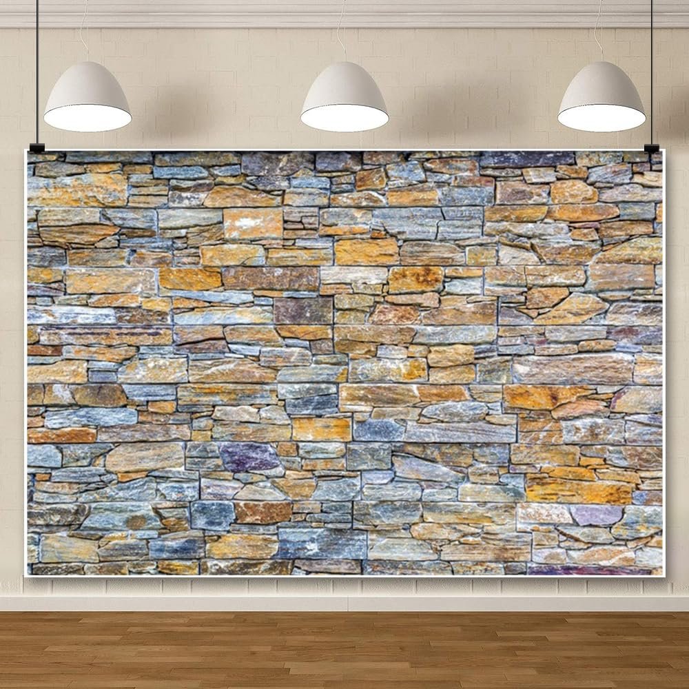 ChloropLastid 15x10ft Brick Wall Backdrop Retro Art Blue Brick Wall Background Rural Style Wall Texture Countryside Photography for Newborn Birthday Baby Shower Party Decorations