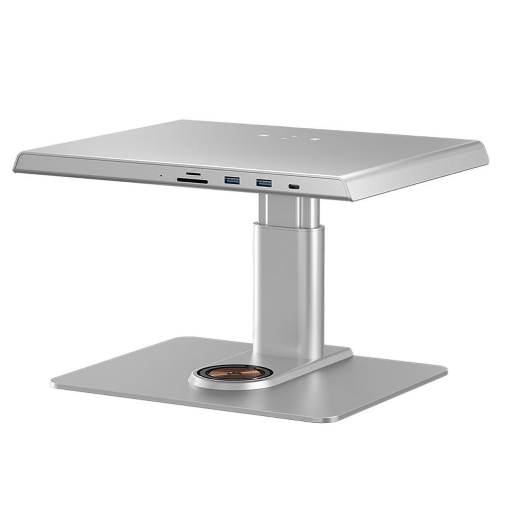 HIONJIN Charging Display Bracket with 6-in-1 Docking Station Aluminum Alloy Laptop with Elevated Height(White-Fruit peach5)