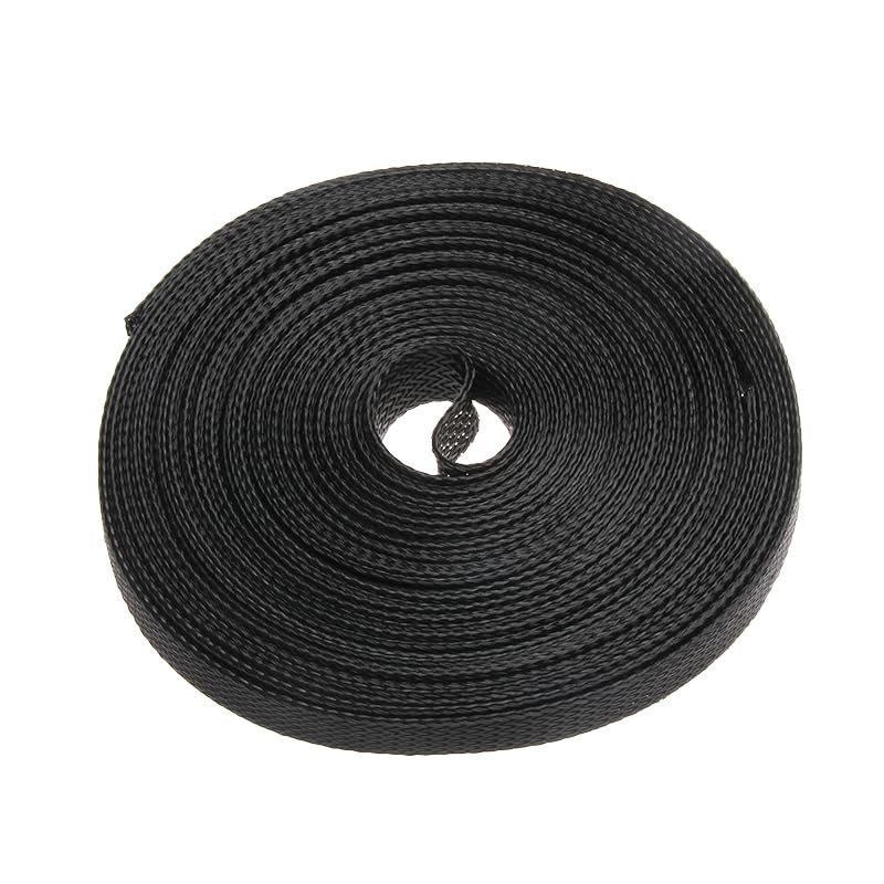 10MM Diameter Black Insulation Braided Sleeve Tight PET Expandable 10M Cable Sleeves Wire Gland Protection