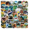 50Pcs Camping Stickers for Water Bottles, Outdoor Adventure Sticker Vinyl Waterproof Sticker Decals Travel Hiking Stickers for Bike Bumper Suitcase Luggage Car Wilderness Nature (Forest) view 1