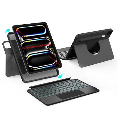 accrosoo 360 Rotatable & Detachable Magnetic Keyboard Case for 11-inch iPad Pro M5/M4 (2025/2024), Portrait & Landscape, with Touchpad, 0-170 Angle, Full Protect,Pencil Holder,7 Backlits