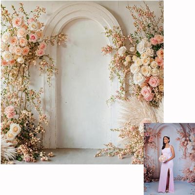 Kate 8x8ft Spring Pink Flowers Backdrops for Photography White Wall Background Children Birthday Party Decoration Backdrop