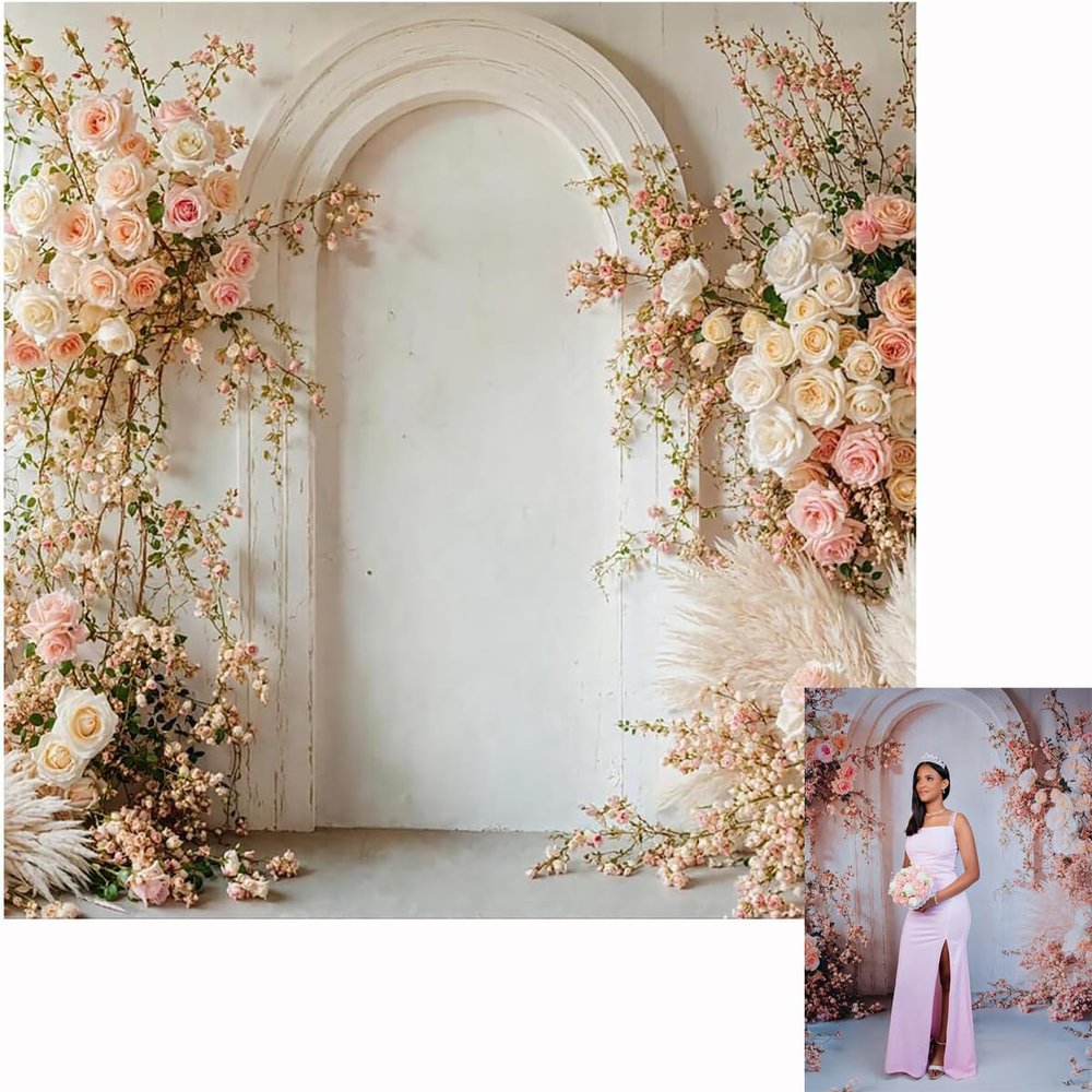 Kate 8x8ft Spring Pink Flowers Backdrops for Photography White Wall Background Children Birthday Party Decoration Backdrop