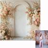 Kate 8x8ft Spring Pink Flowers Backdrops for Photography White Wall Background Children Birthday Party Decoration Backdrop view 1