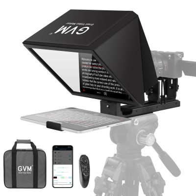 GVM 12" Teleprompter for iPad Tablet Phone DSLR Camera, Collapsible Teleprompter Kit with Installation Free Design, HD Refective Display, APP Remote Control, Carry Case, for Video Recording