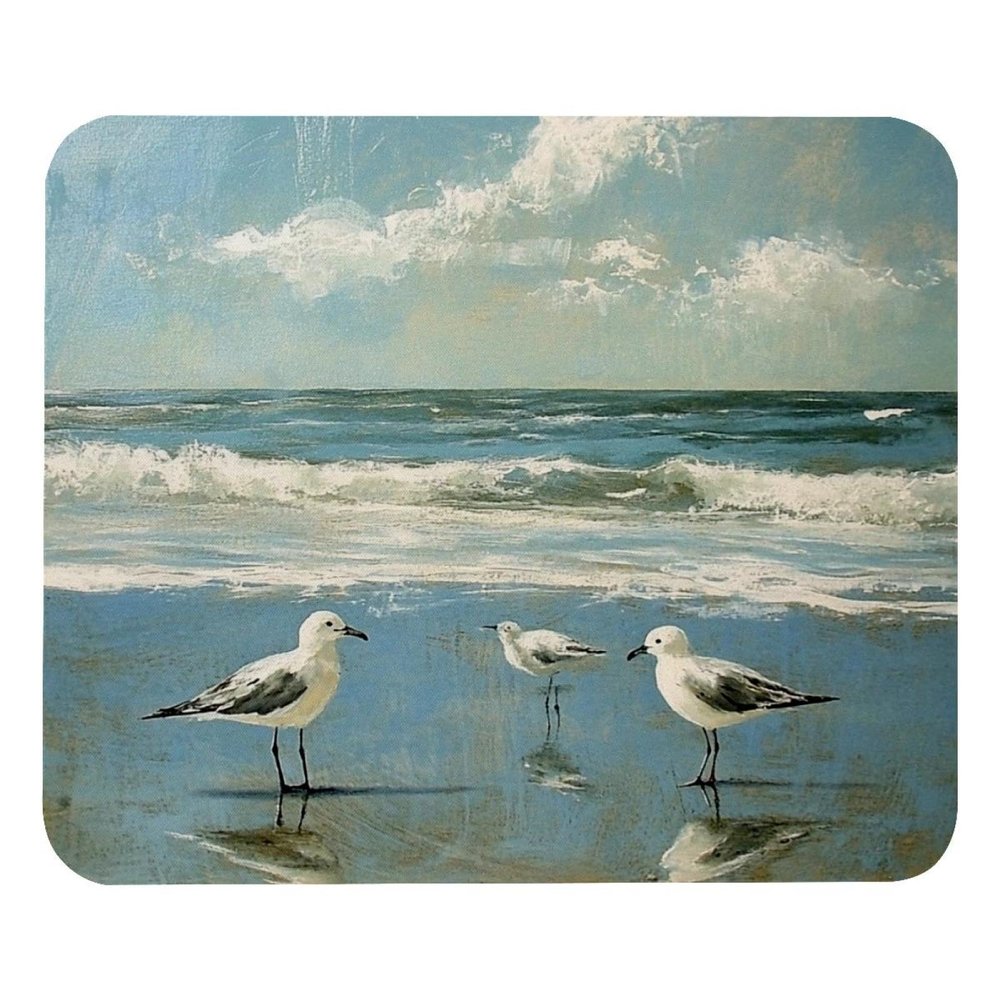 Square Mouse Pad Beach Birds East Coast Ocean (2) Mouse Mat Design, Washable Mousepad, Non-Slip Rubber Base Computer Mouse Pads for Wireless Mouse