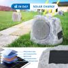 GGII 2-Pack Solar Powered Rock Speakers Outdoor Water-Resistant with 3 Mode Lights and Pair Function USB Rechargeable for Patio Garden Party Pool Outside(Two A) view 2