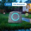 GGII 2-Pack Solar Powered Rock Speakers Outdoor Water-Resistant with 3 Mode Lights and Pair Function USB Rechargeable for Patio Garden Party Pool Outside(Two A) view 3