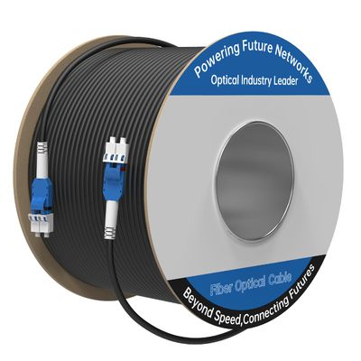 100M/328FT LC to LC Armored Outdoor Fiber Optic Cable, Single Mode Duplex 9/125m SMF Fiber Patch Cord, OS1/OS2 Compatible, Black LSZH Jacket, Uniboot Jumper for FTTH, Data Center, Long-Distance Use