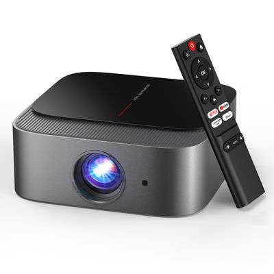 [386+ Built-in Apps] DBPOWER E2 Smart Projector with WiFi and Bluetooth, Native 1080P Mini Projector Compatible with Netflix, Youtube, Disney+, Hulu, Max & Crunchyroll, Electric Focus & Carry Case