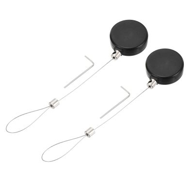MECCANIXITY 1.8 ft Retractable Cable Lock with Latch Remote Control Security Lock with Adjustable Cord Tether Anti Theft for Laptop, TV, 200g, Black, 2 Pack