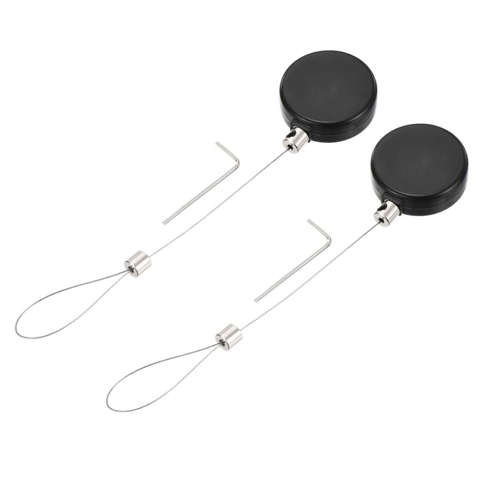 MECCANIXITY 1.8 ft Retractable Cable Lock with Latch Remote Control Security Lock with Adjustable Cord Tether Anti Theft for Laptop, TV, 200g, Black, 2 Pack