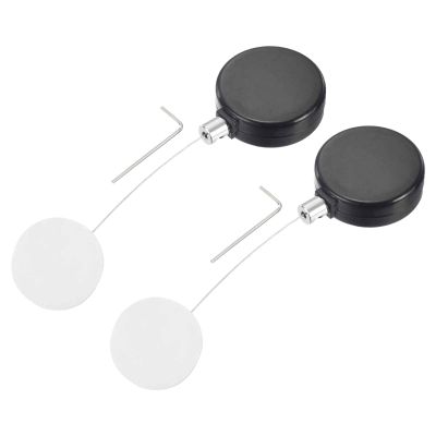 MECCANIXITY 1.8 ft Retractable Cable Lock with Round Patch Remote Control Security Lock with Adjustable Cord Tether Anti Theft for Laptop, TV, 200g, Black, 2 Pack