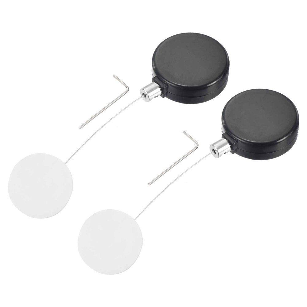 MECCANIXITY 1.8 ft Retractable Cable Lock with Round Patch Remote Control Security Lock with Adjustable Cord Tether Anti Theft for Laptop, TV, 200g, Black, 2 Pack