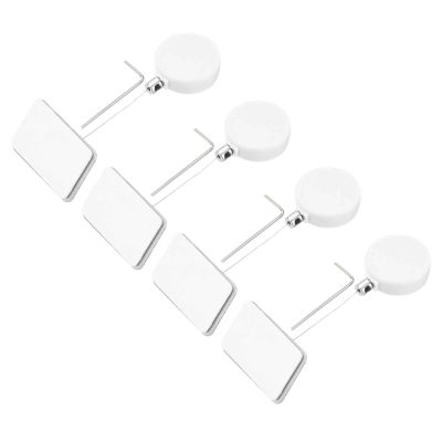MECCANIXITY 1.8 ft Retractable Cable Lock with Square Patch Remote Control Security Lock with Adjustable Cord Tether Anti Theft for Laptop, TV, 200g, White, 4 Pack