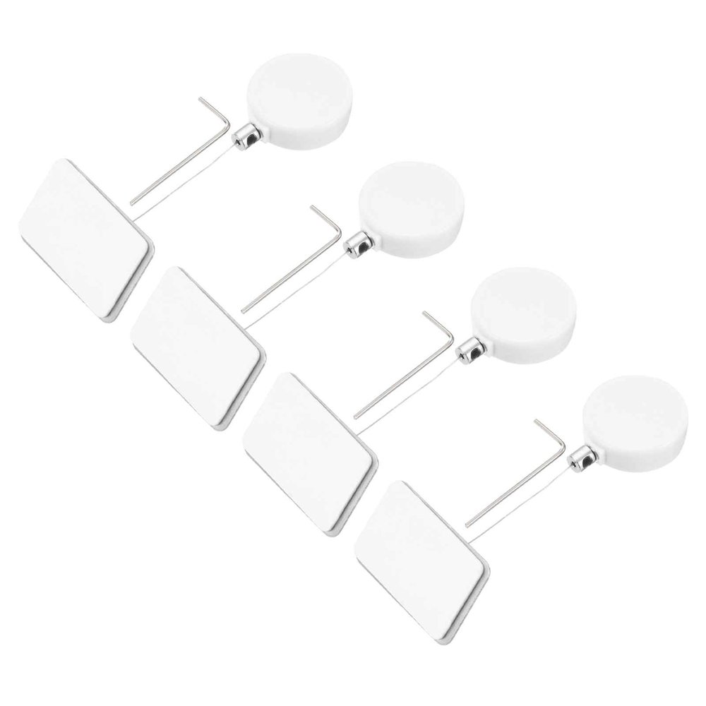 MECCANIXITY 1.8 ft Retractable Cable Lock with Square Patch Remote Control Security Lock with Adjustable Cord Tether Anti Theft for Laptop, TV, 200g, White, 4 Pack