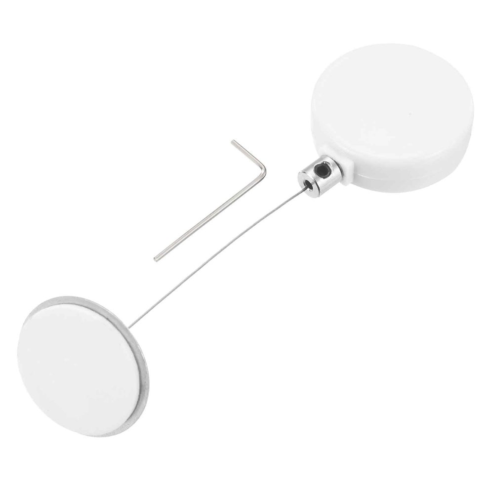 MECCANIXITY 1.8 ft Retractable Cable Lock with Round Patch Remote Control Security Lock with Adjustable Cord Tether Anti Theft for Laptop, TV, 200g, White