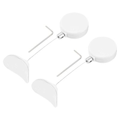 MECCANIXITY 1.8 ft Retractable Cable Lock with Arc Patch Remote Control Security Lock with Adjustable Cord Tether Anti Theft for Laptop, TV, 200g, White, 2 Pack