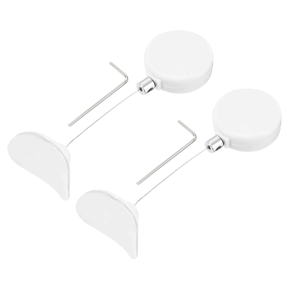 MECCANIXITY 1.8 ft Retractable Cable Lock with Arc Patch Remote Control Security Lock with Adjustable Cord Tether Anti Theft for Laptop, TV, 200g, White, 2 Pack